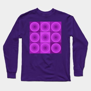 Purple Geometric Circles in Squares Long Sleeve T-Shirt